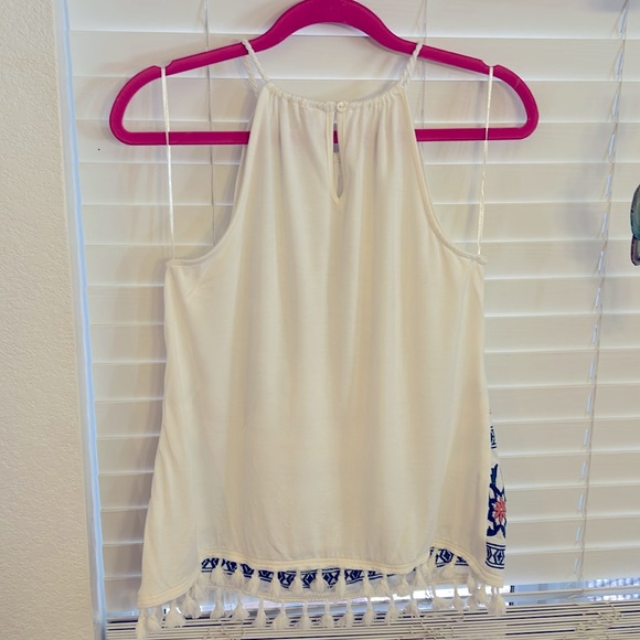 Skies are Blue White Embroidered Halter Top sz M - Picture 3 of 5